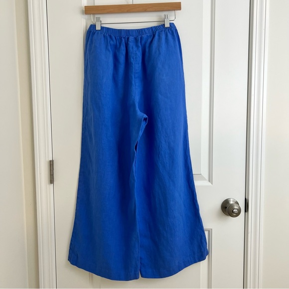 Flax Blue Wide Leg Pants Relaxed Fit - Picture 4 of 12